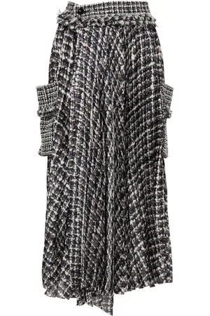 SACAI Tweed-print midi skirt