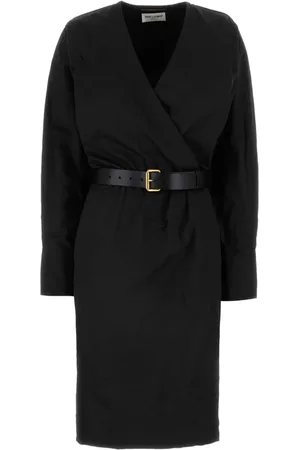 Saint Laurent Belted wrap midi dress