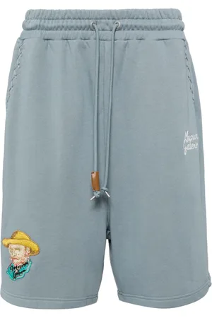 Musium Div. Van Gogh-appliqué cotton track shorts