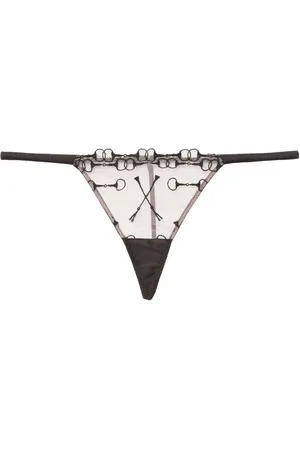 FLEUR DU MAL Equestrian-embroidered V-string