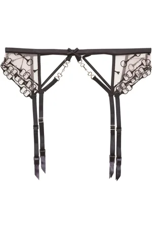 FLEUR DU MAL Equestrian-embroidered garter belt
