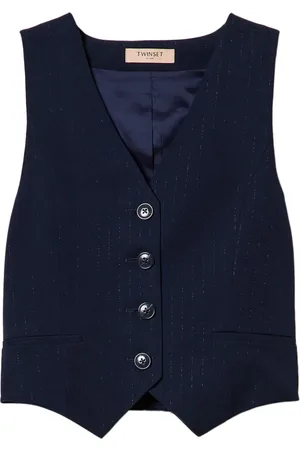 Twin-Set Lurex-detail pinstriped waistcoat