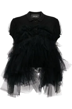 Simone Rocha Tulle frill puff sleeve Polo shirt