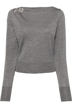 Erdem Glass crystal embellishment wool knitted top