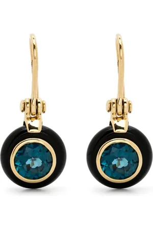 Sauer 18kt yellow Frames onyx and topaz earrings