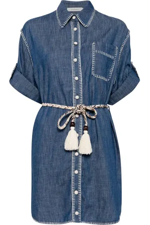 ZIMMERMANN Whipstitch-detail denim shirt dress