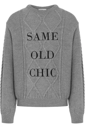 Moschino Embroidered-slogan virgin wool jumper