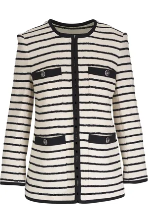 VERONICA BEARD Striped collarless blazer