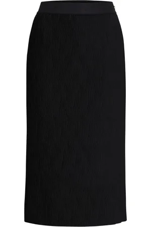 HUGO BOSS High-waisted plissé midi skirt