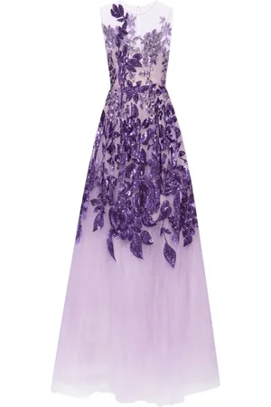Oscar de la Renta Ombré Peony sequinned gown