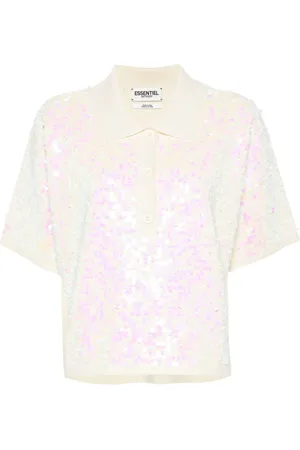 Essentiel Antwerp Sequin-embellished polo top