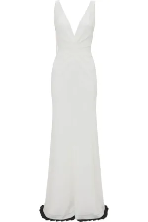 Victoria Beckham Gathered-detail V-neck gown
