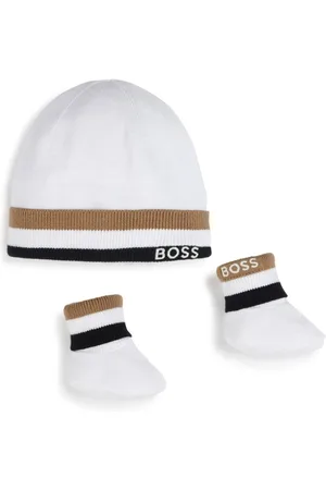 HUGO BOSS Striped fine-knit beanie set