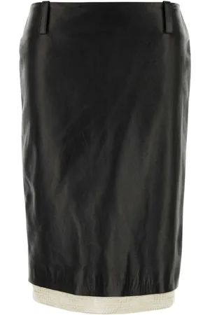 MAGDA BUTRYM Crochet-trimmed leather skirt