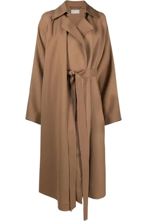 The Row Maia box-pleat belted coat