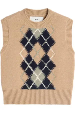 Ami Check-pattern wool-blend vest