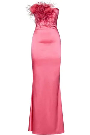ROOM76 Rose appliqué satin dress