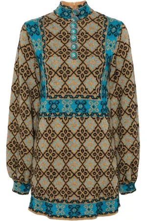 Gucci Patterned-jacquard knitted minidress