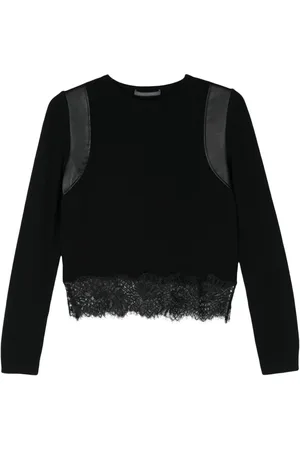 Alberta Ferretti Lace-trim sweater