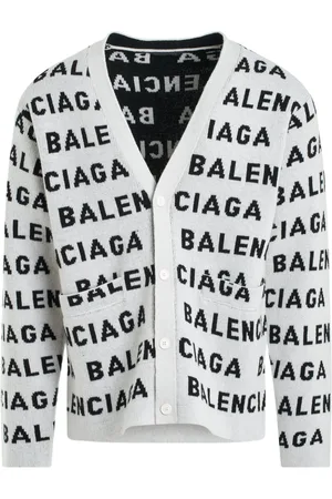 Balenciaga Intarsia-knit logo-motif cardigan