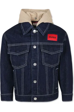 HUGO BOSS Logo-patch hooded denim jacket