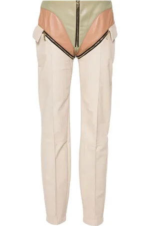 MITILIANE COUTURE Leather-panelled zipped trousers