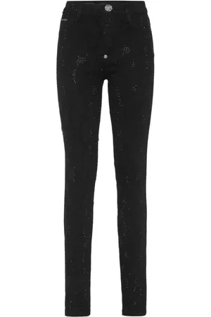 Philipp Plein Monogram high-waisted jegging trousers