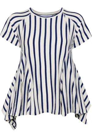 pushBUTTON Stripe Flared Hem T-shirt