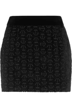 Philipp Plein Monogram velvet mini skirt