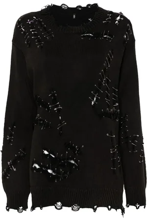 R13 Safety pin-embellishment sweater