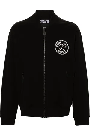VERSACE Logo-print zip-up sweatshirt