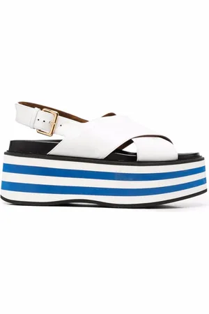 Marni Striped wedge-heel sandals