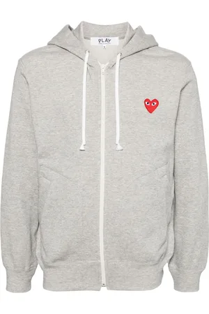 Comme des Garçons Zipped almond eye heart hoodie