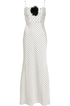 Self-Portrait Polka-dot satin maxi dress
