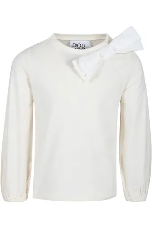 DOUUOD KIDS Bow-appliqué long-sleeve T-shirt