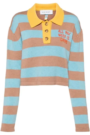 MIRA MIKATI Striped knit polo top