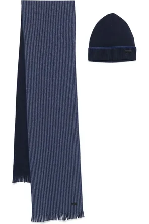 HUGO BOSS Monogram-jacquard scarf set