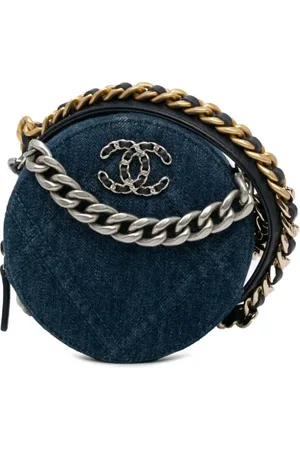 CHANEL 2021 Denim 19 Round Clutch with Chain satchel