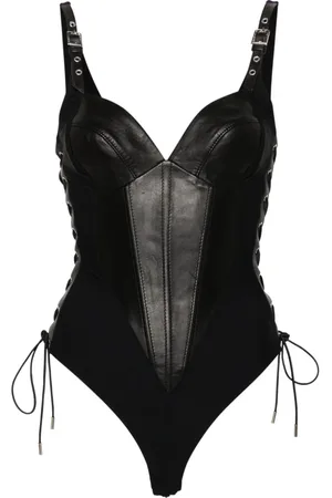 MITILIANE COUTURE Leather-trim bodysuit