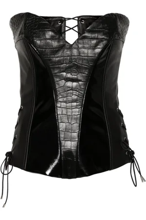 MITILIANE COUTURE Crocodile-embossed trim corset top