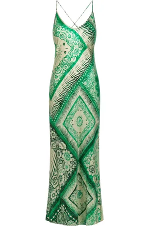 Roberto Cavalli Abstract-print slip silk dress