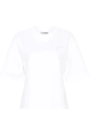 Ganni Embroidered-logo T-shirt