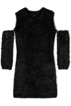 MONNALISA Crew-neck faux-shearling minidress