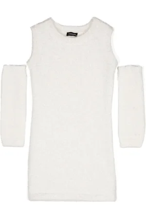 MONNALISA Crew-neck faux-shearling minidress