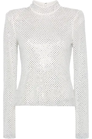 Self-Portrait Rhinestone fishnet top
