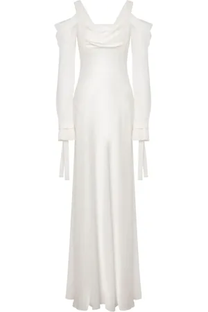 Alberta Ferretti Draped cold-shoulder gown