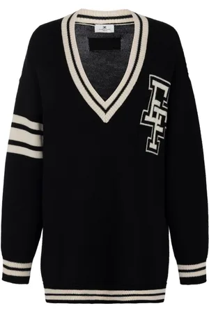Elisabetta Franchi Jacquard logo wool jumper dress