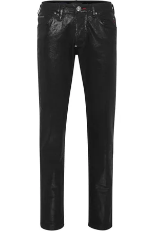 Philipp Plein Coated-finish straight-leg jeans