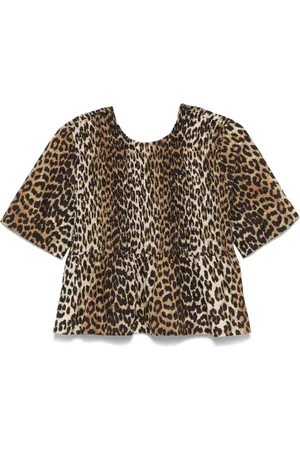 Ganni Smock leopard printed blouse