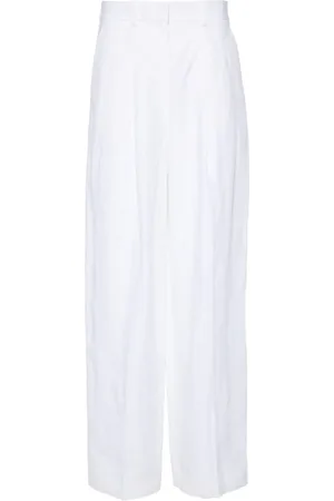 THEORY Pleat-detailing linen trousers